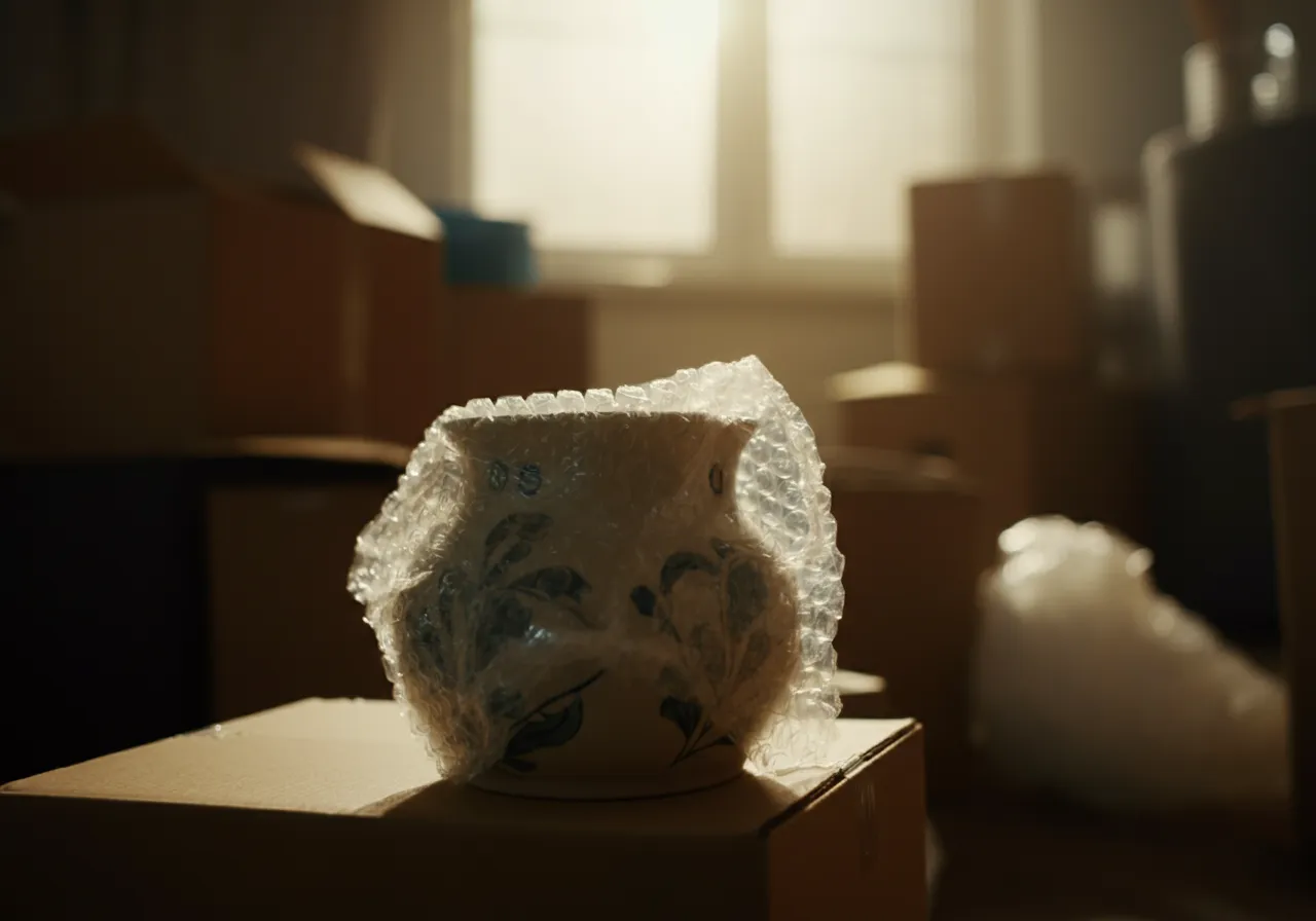 Bubble wrap protecting fragile item