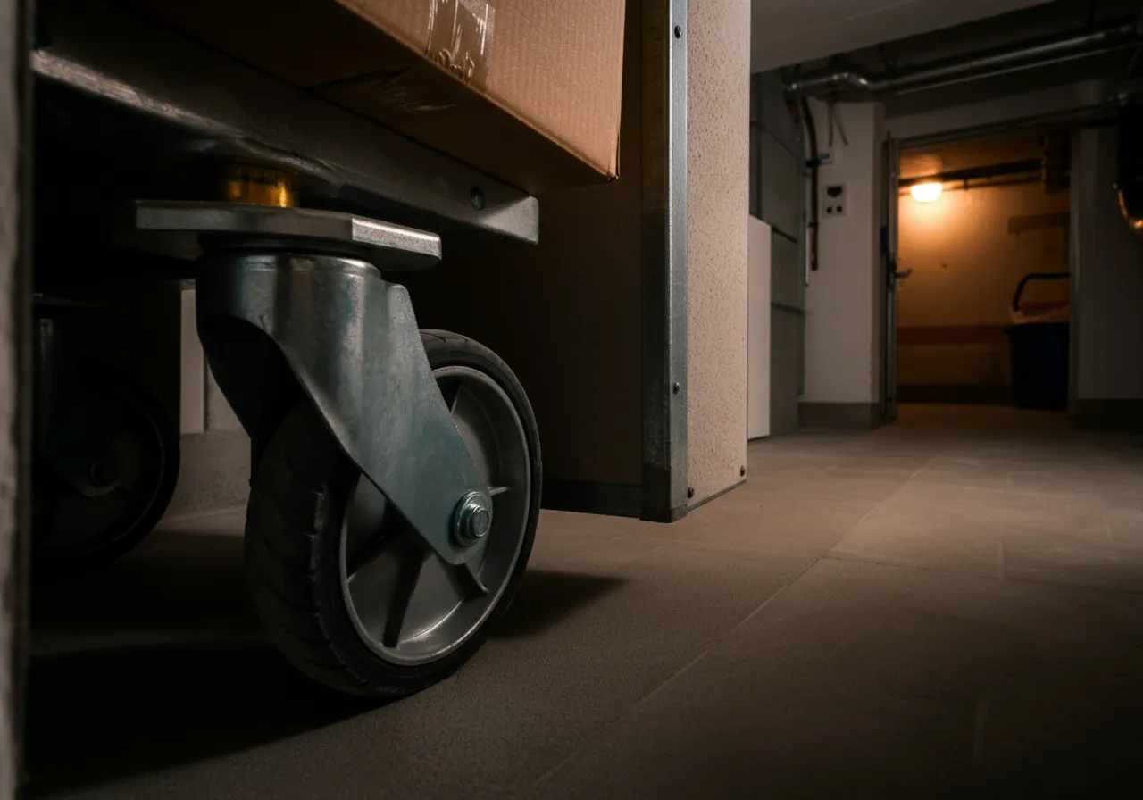 Moving dolly wheels detail