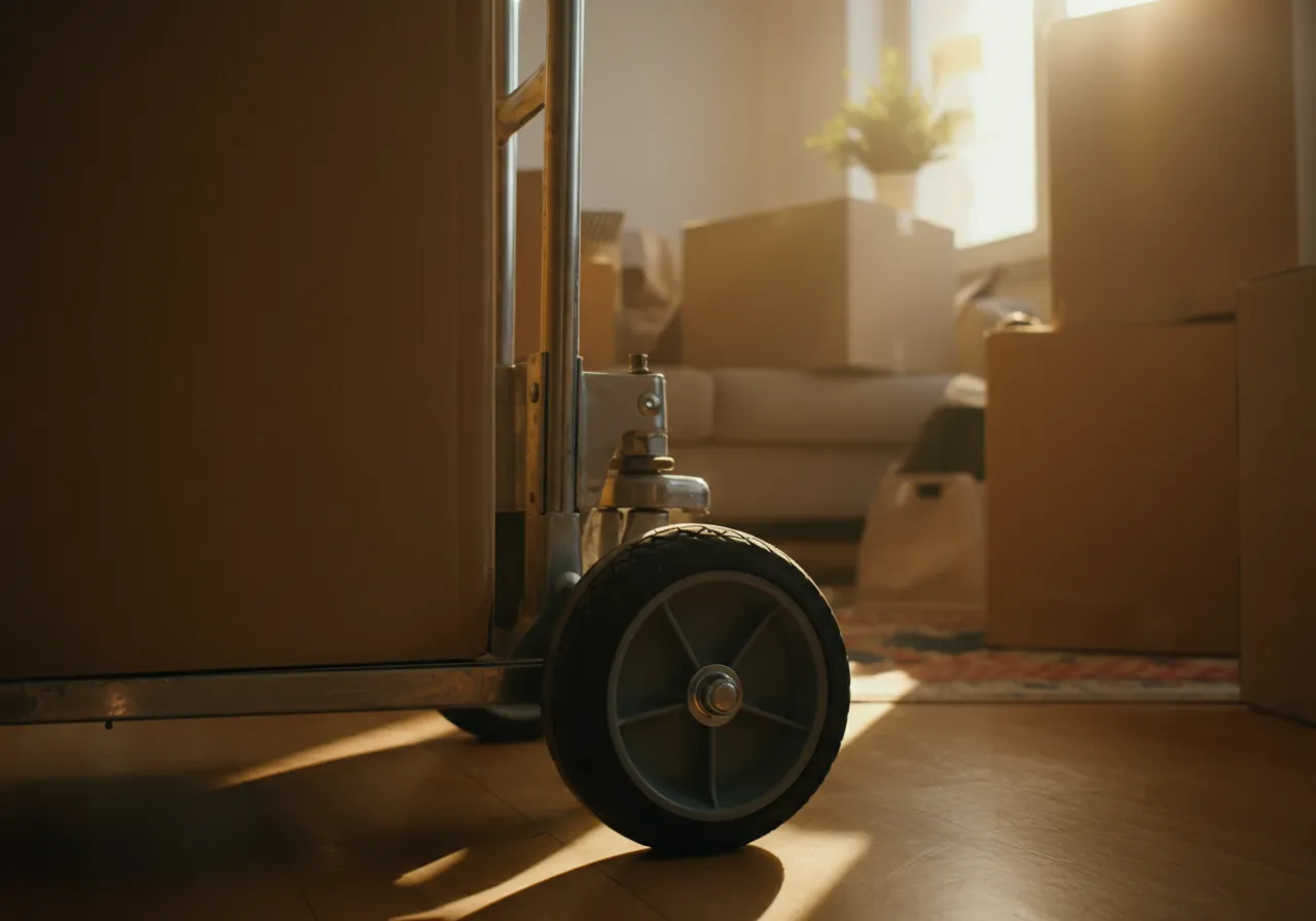 Moving dolly wheels detail