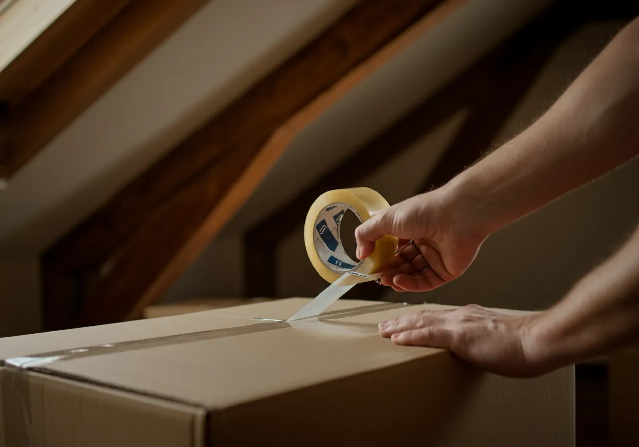 Sealing a moving box with tape