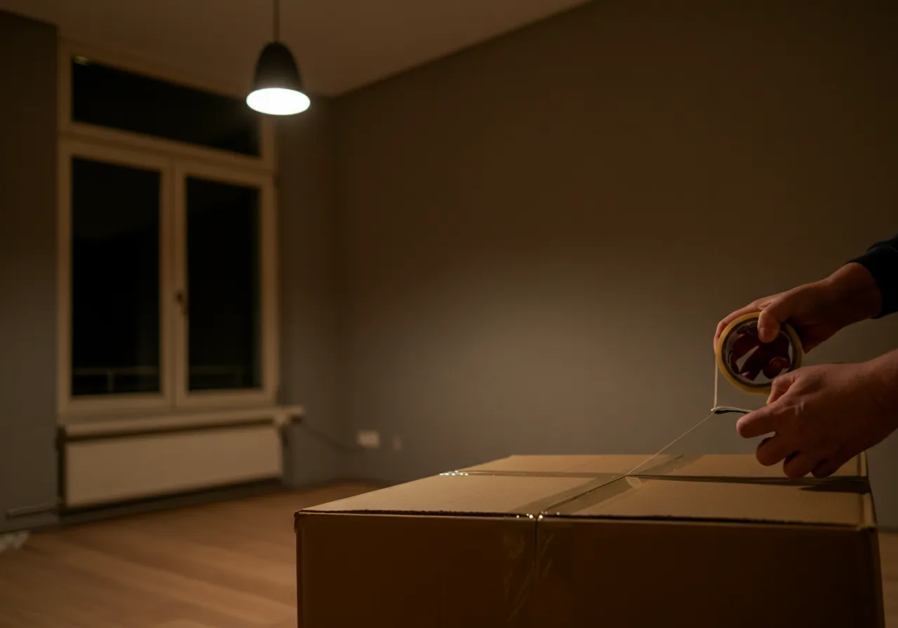 Sealing a moving box with tape