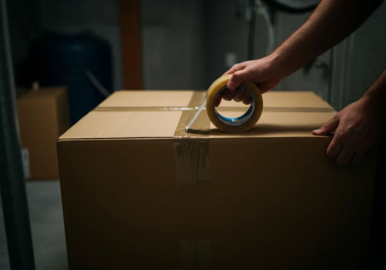 Sealing a moving box with tape