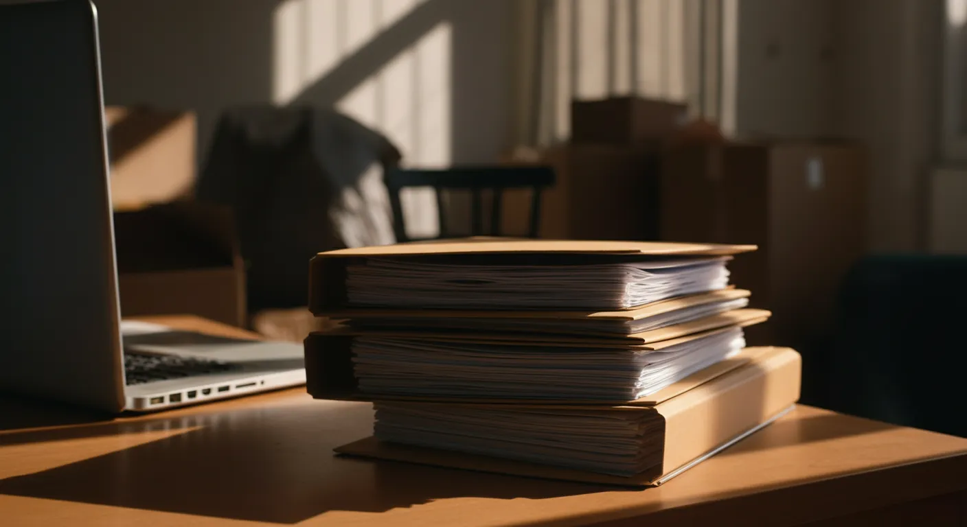 Stack of official moving documents