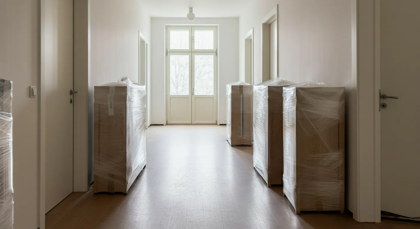 Wrapped furniture ready for transport