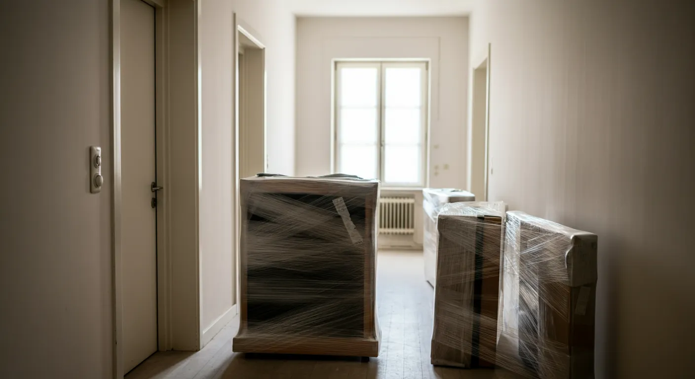 Wrapped furniture ready for transport